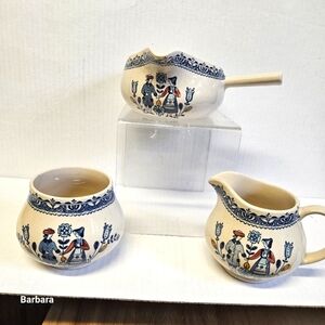 Vintage Johnson Bros Staffordshire Ironstone Creamer, Sugar, Gravy Boat Set